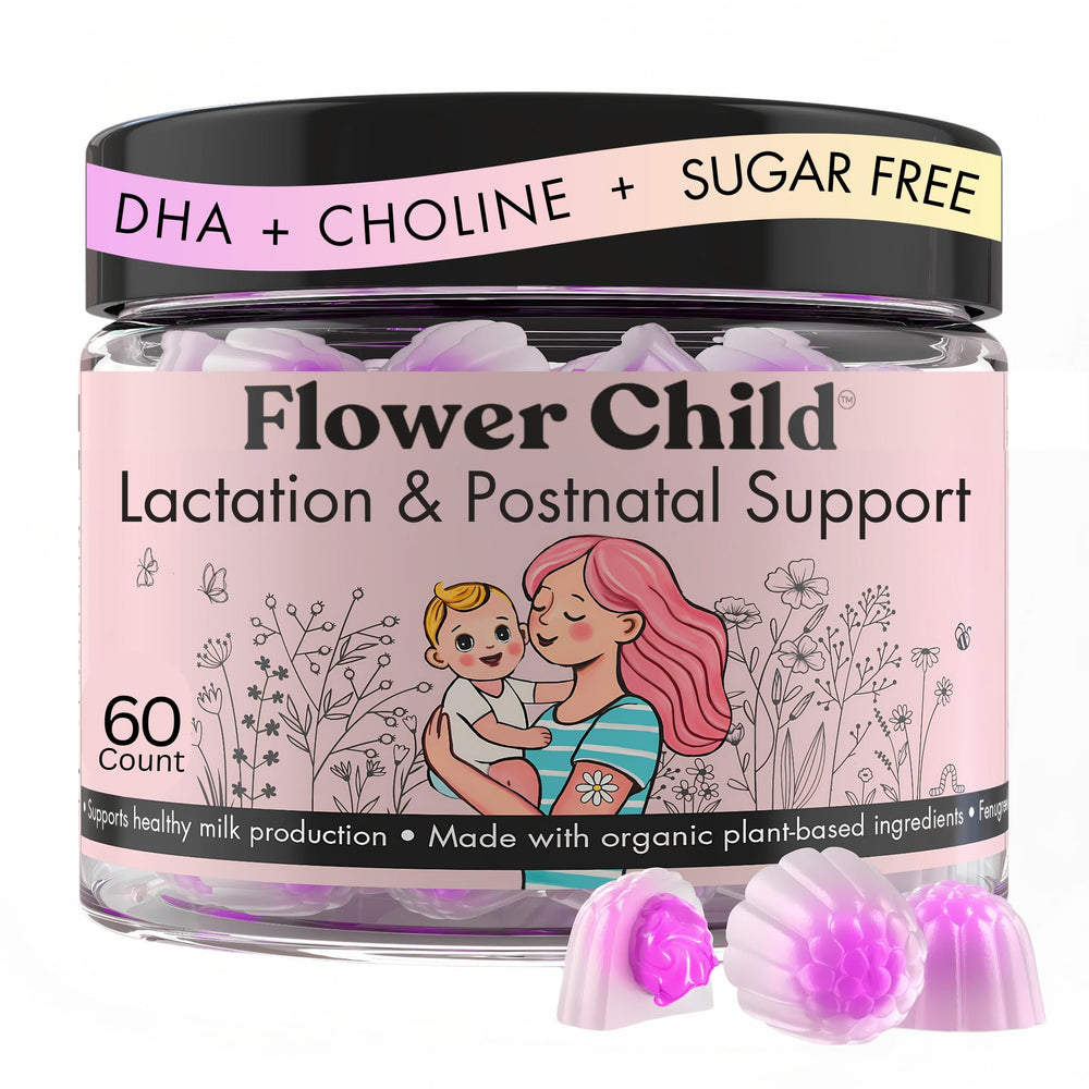 Flower Child front packaging showing label and benefits, clear product identity