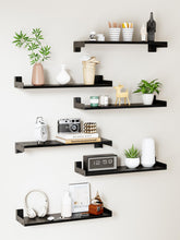 FNBAR front view of six rustic black corner shelves, adds warm storage