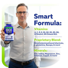 Focus Factor pills in hand showing capsule size and portion control benefit