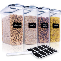 FOOYOO front view of four-piece container set showing labels and lids for organized storage