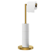 FORIOUS front view of freestanding toilet paper holder showing storage and dispenser benefit