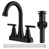 FORIOUS front view of matte black centerset faucet showing clean lines and modern look