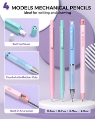 Four Candies pencils lined up illustrating size variety and comfort