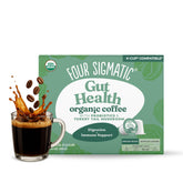 Four Sigmatic front packaging shows probiotic mushroom coffee benefits