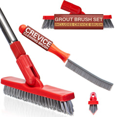 Fox Trot front view packaging showing included grout and crevice brushes for easy identification and benefit