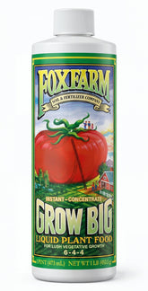 FoxFarm Grow Big front label showing concentrate benefits for lush growth