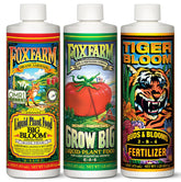 FoxFarm trio front packaging showing three bottles and clear labeling benefits