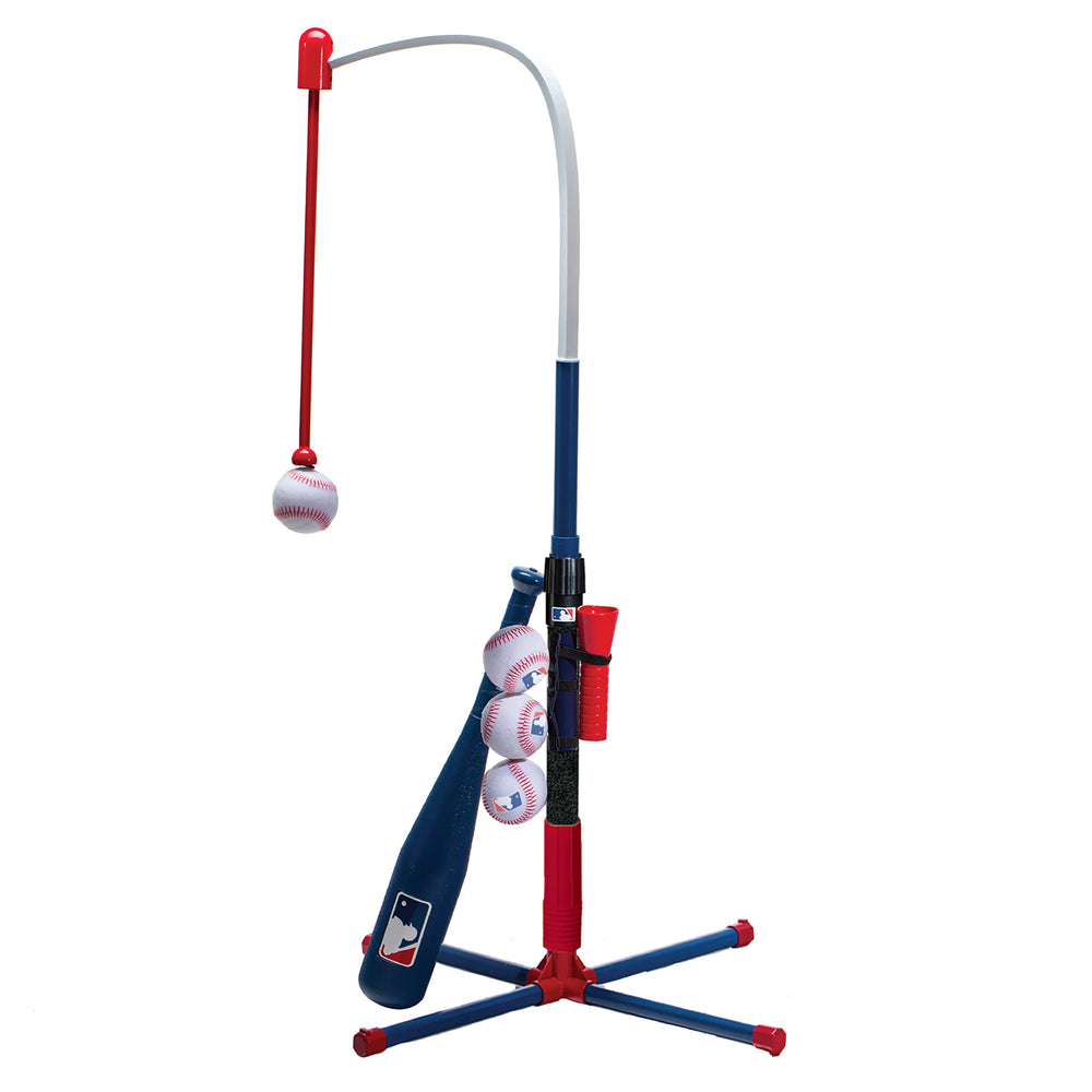 Franklin Sports front view of assembled 2-in-1 tee showing stable base and frame, ready to practice