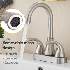 Fransiton aerator detail shows removable feature that saves water and reduces splash