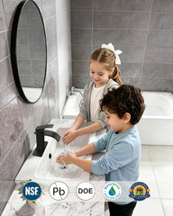 Fransiton side profile mounted on sink illustrating low-profile modern look and space savings