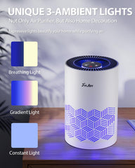 FreAire in bedroom lifestyle scene, demonstrating quiet operation and clean-air comfort