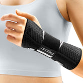 FREETOO front view of left-hand black brace showing snug fit and support