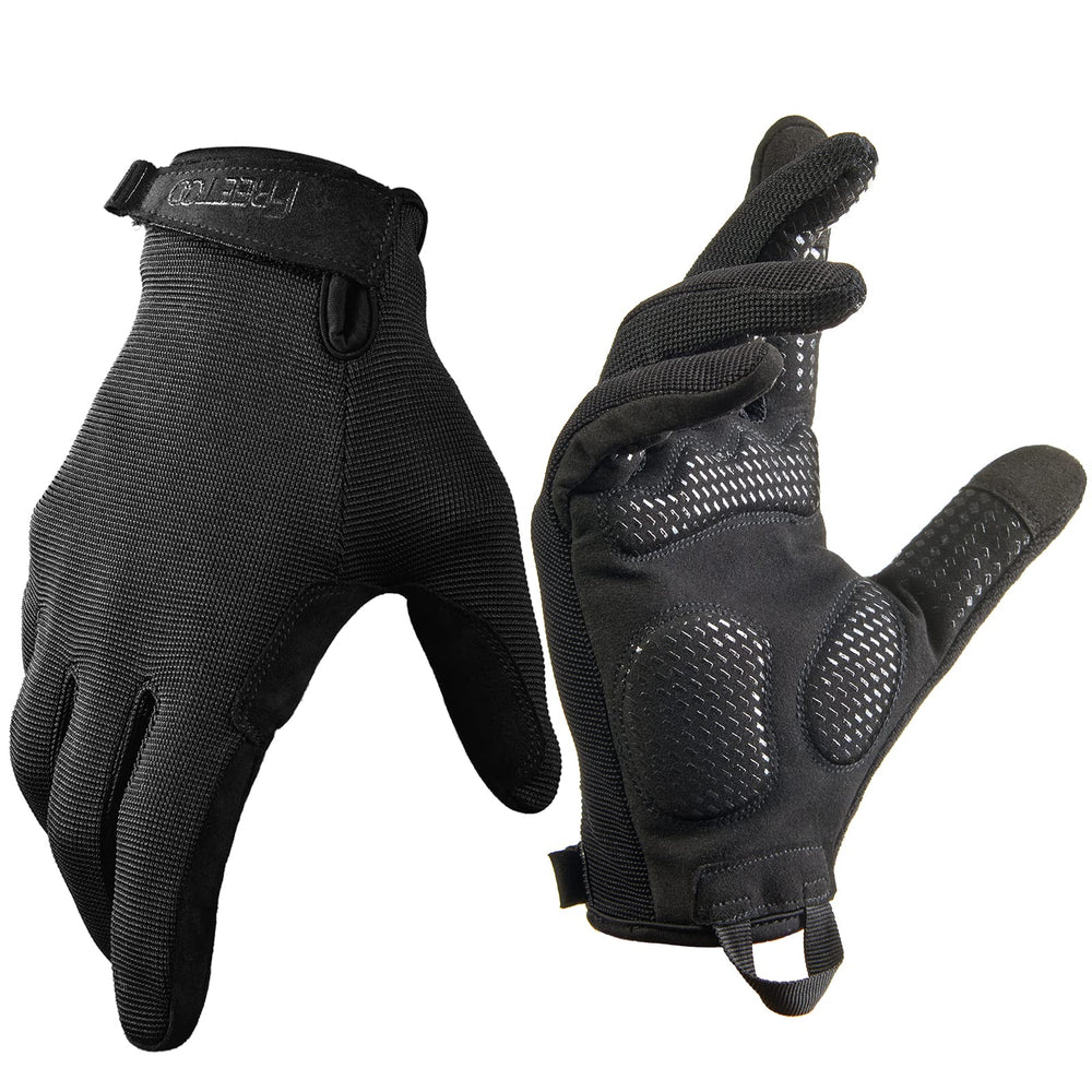 FREETOO gloves front view showing padded palm and breathable back for durable protection