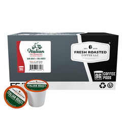 Fresh Roasted Coffee front packaging showing 96-count and bold roast benefit