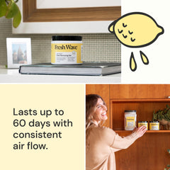 Fresh Wave gel placed on bathroom shelf offering continuous freshness
