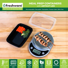 Freshware closed lid top view highlighting airtight seal for freshness and leak reduction