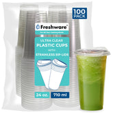 Freshware front view clear cup with lid showing elegant look and durability