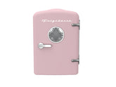 Frigidaire EFMIS171 front view showing retro pink finish and compact footprint benefit portable style