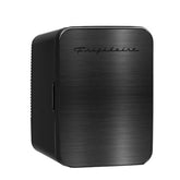 Frigidaire mini fridge front view showing brushed stainless finish and compact benefit