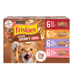 Friskies front can view showing label and serving appeal