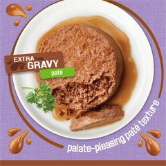Friskies close-up of smooth pate texture emphasizing easy chewing benefit