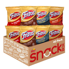 Fritos front packaging showing assorted 1 oz bags and convenience