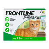 Frontline Plus front packaging showing 8-count and benefits
