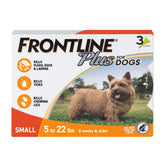 Frontline packaging for small dogs showing product and benefit