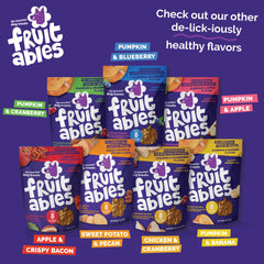 Fruitables pumpkin and banana bag label emphasizing natural ingredients benefit