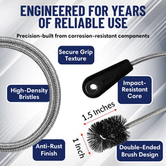 THE FRYOILSAVER COMPANY brush inserted into sink drain pulling hair to restore flow