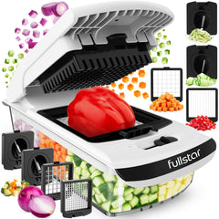 fullstar front view showing compact chopper and 5-cup container for fast prep