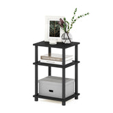 Furinno front view of three-tier side table showing compact storage benefit