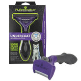 FURminator front view of the medium/large short-hair cat deShedding tool showing full design and benefit