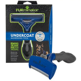 FURminator tool front view showing durable blade and comfortable grip for efficient grooming