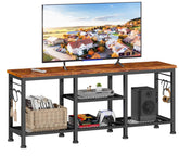 Furologee front view of entertainment console showing storage and stability