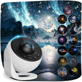 Fussion front view of white projector showing controls and compact design benefit: easy placement