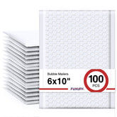 Fuxury front view of 6x10 bubble mailer showing clean white packaging and durability