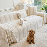 Fuyulacom front view on beige loveseat showing neat protection and refreshed look