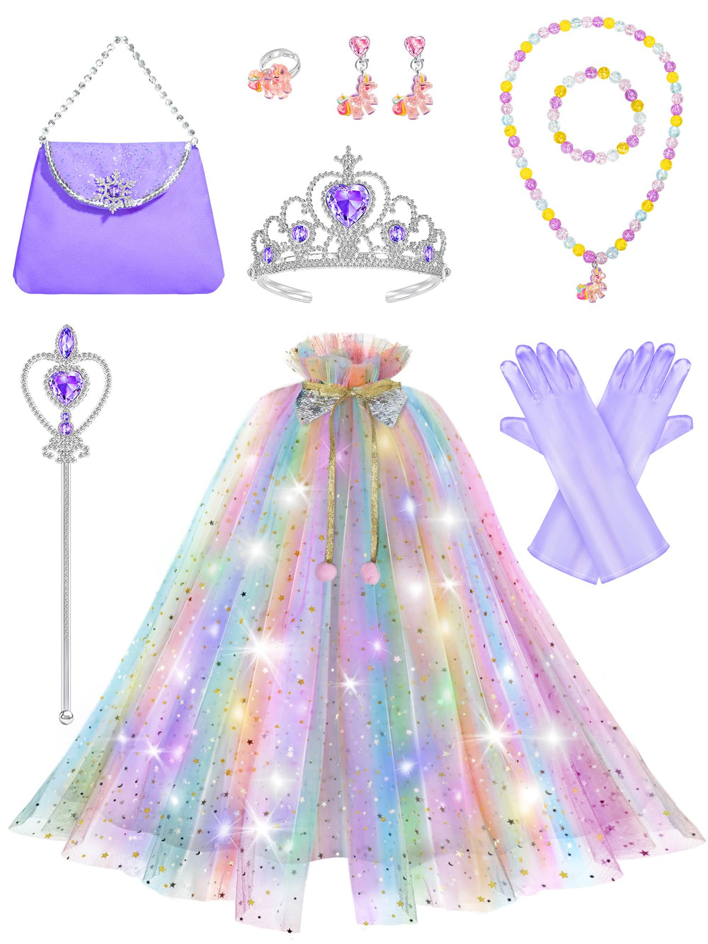 Fuzmo front view purple set showing full costume and accessories for instant play