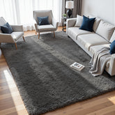 Fuzziness front view 8x10 grey rug showing plush look and cozy benefit