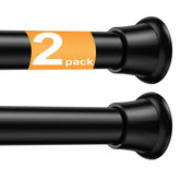 fvonzn front packaging showing two black tension rods and contents, easy-install benefit