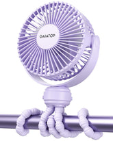 Gaiatop front view showing compact purple fan and controls for portable cooling