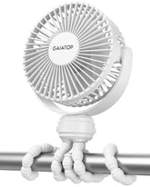 Gaiatop front view showing compact portable fan and clip for easy attachment