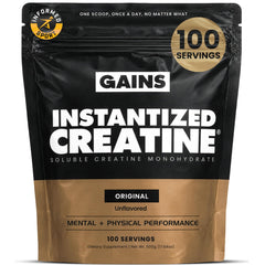 Gains in Bulk front packaging showing product and serving count for clarity