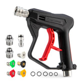 GALELEOPARD front view of short pressure washer gun showing compact body and nozzle for better control