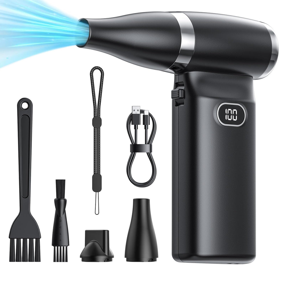 GANDASHI front view of electric air duster showing compact design and portability benefit