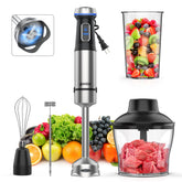 Ganiza immersion blender front view showing buttons and ergonomic grip benefit quick control