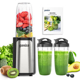 Ganiza blender front view showing motor base and 24 oz cup for fast blending
