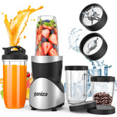 Ganiza front view with 24oz cup showing compact footprint and fast blending