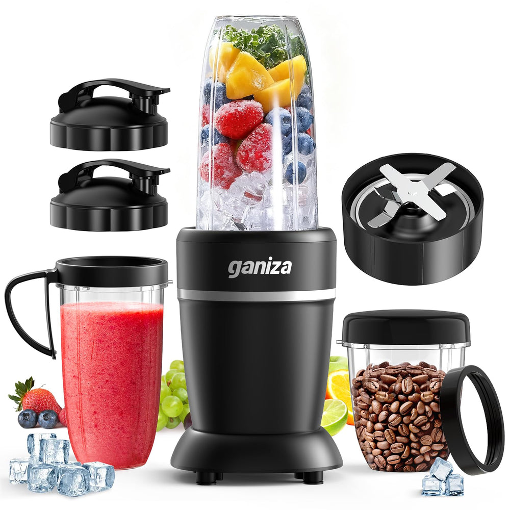 Ganiza front view showing compact blender and sleek base for powerful blending
